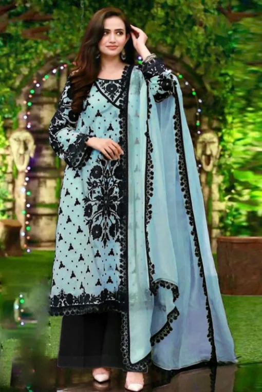 Sana Javed Unstitched 3Pcs Embroidered Lawn Collection 2023 SJ-48A