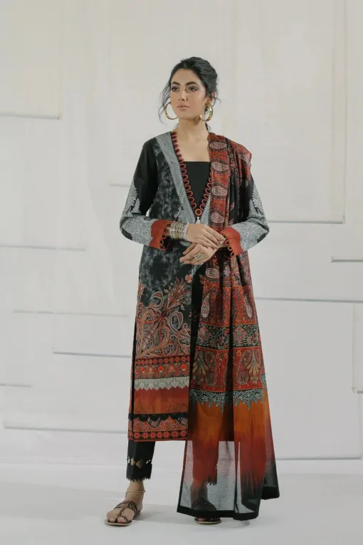 Ethnic Unstitched 3Pcs Embroidered Lawn Collection 2023 ET-73A