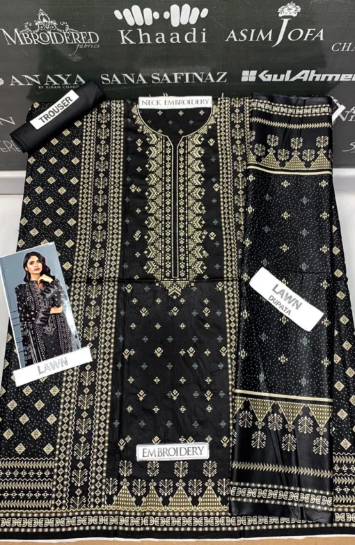 Lakhani embroidered black summer suit | Lakhani lawn collection 2023