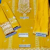maryam nawaz embroidered winter suit, linen 3 piece , bamber dupatta, 2023