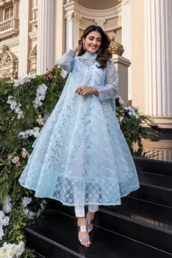 Azure party wear suit 2023 | Azure organza embroidered summer dresses 2023