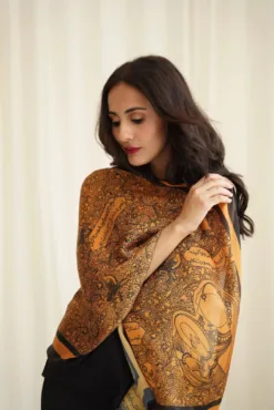 Digital Printed wool silk dupatta - poetry shawl collections 2023