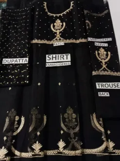 Batik embroidered organza party wear dress 2023 - batik sale 2023 - batik winter collections 2023