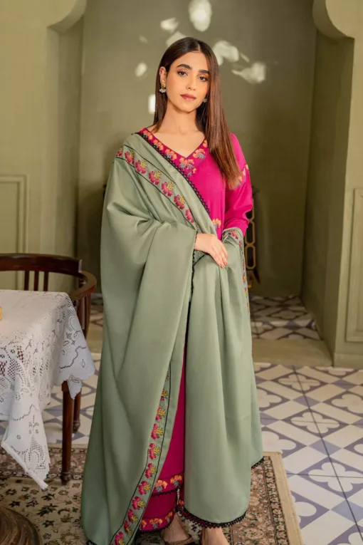 Kastoor embroidered premium winter dhanak dress 2023 - Kastoor sale winter 2023