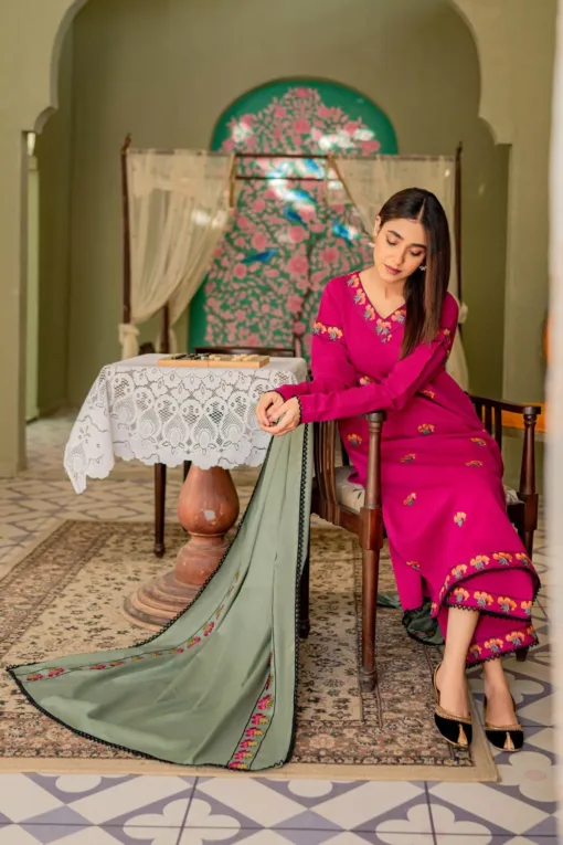 Kastoor embroidered premium winter dhanak dress 2023 - Kastoor sale winter 2023