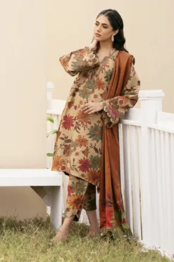 Baroque 3pc digital printed in Karandi stuff | Baroque winter Karandi collections 2023