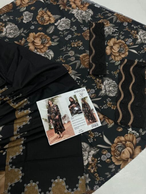 baroque jazmin Luxury Lawn 2025 | Unstitched 3Pcs with voil lawn Dopatta Collection 2025