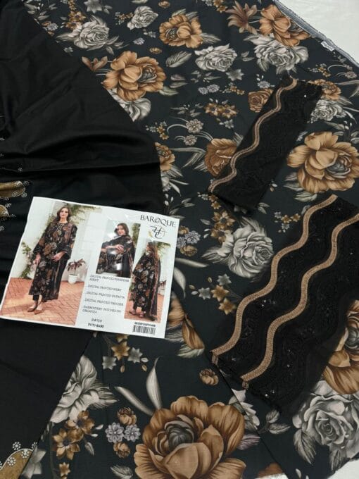 baroque jazmin Luxury Lawn 2025 | Unstitched 3Pcs with voil lawn Dopatta Collection 2025