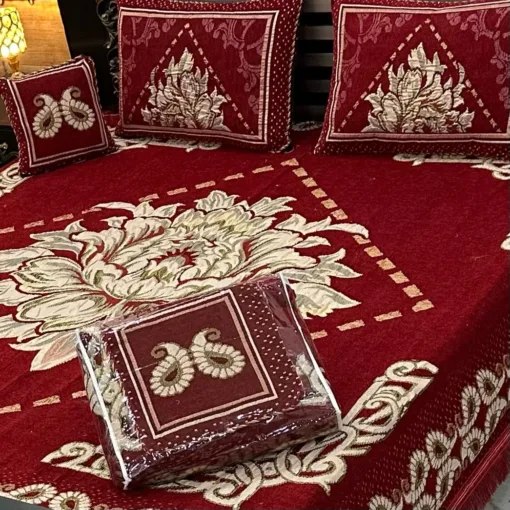 Velvet Jacquard Bedsheet | gul ahmed bed sheets | king size bed | bed covers