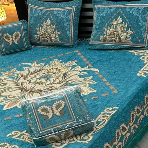 4pc-Velvet-Jacquard-king-size-bedsheet