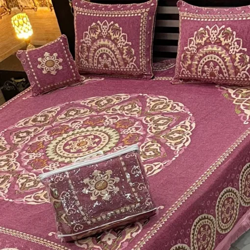 4pc-Velvet-Jacquard-king-size-bedsheet