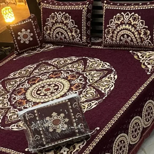 4pc-Velvet-Jacquard-king-size-bedsheet