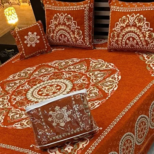 4pc-Velvet-Jacquard-king-size-bedsheet