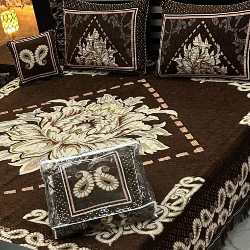 Velvet Jacquard Bedsheet | gul ahmed bed sheets | king size bed | bed covers