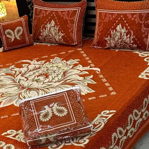 4pc-Velvet-Jacquard-king-size-bedsheet