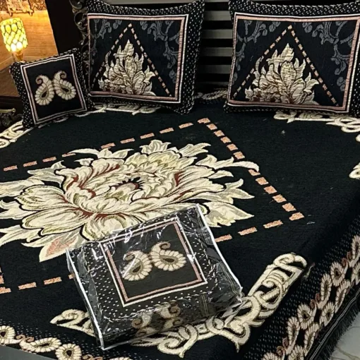 4pc-Velvet-Jacquard-king-size-bedsheet