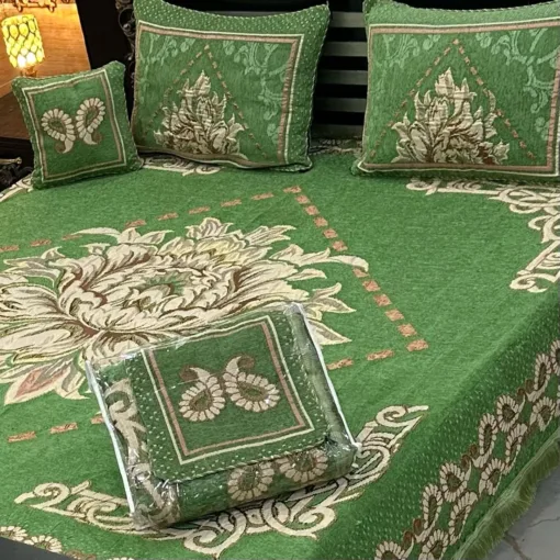 4pc-Velvet-Jacquard-king-size-bedsheet