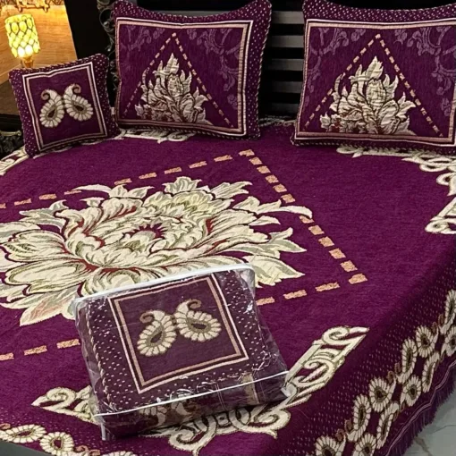 Velvet Jacquard Bedsheet | gul ahmed bed sheets | king size bed | bed covers