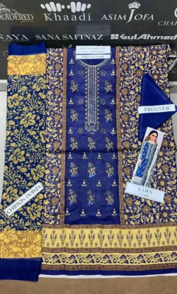 Stunning blue Dress: Limelight's Embroidered Lawn Suit with Chiffon Dupatta 2024