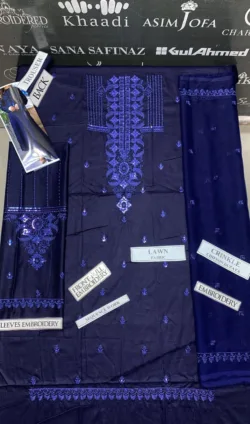 Asim Jofa 3pcs Unstitched Embroidered Summer Lawn Suit | Asim Jofa unstitched 3 piece premium embroidered lawn suit 2024