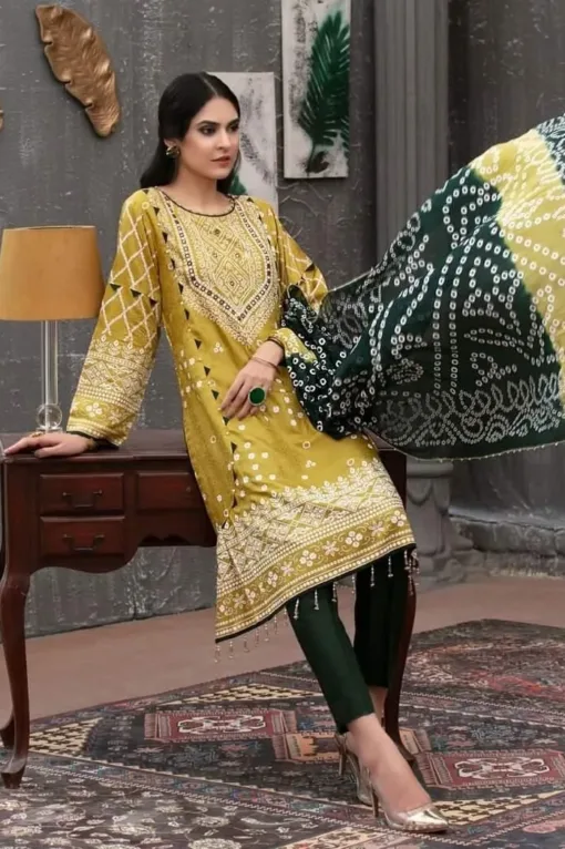 cross stitch embroidered summer lanw collection 2024 | Pakistani affordable dresses