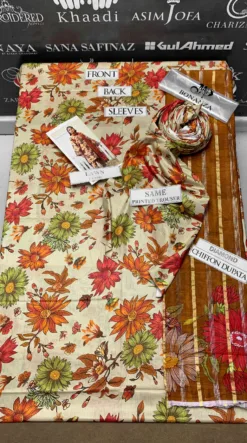 Baroque 3pc digital printed in lawn stuff | Baroque summer lawn collections 2024