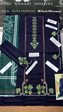 Zara Shahjahan 3pcs Unstitched Embroidered Summer Lawn Suit | Digital printed silk Dupatta | Zara Shahjahan unstitched 3 piece premium embroidered lawn suit 2024