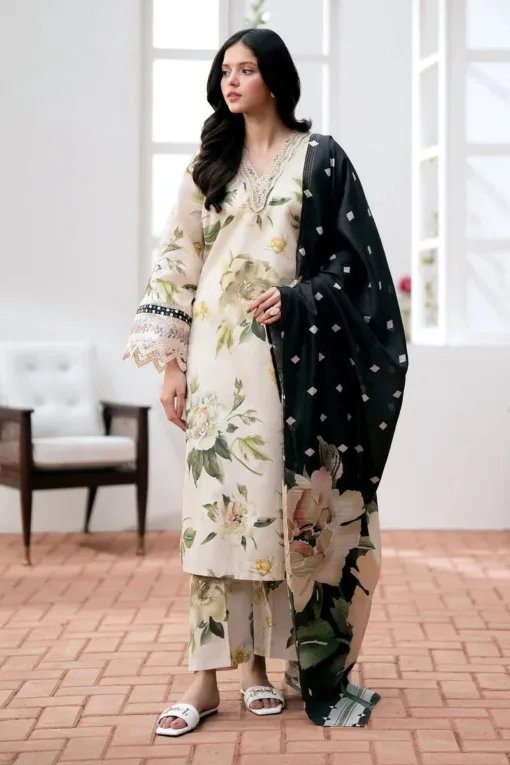 Baroque Digital Printed summer sale 2024 | Baroque unstitched 3 piece premium Digital Printed lawn suit 2024