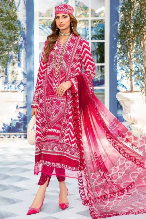 MariaB 3pcs Unstitched Embroidered Summer Lawn Suit | MariaB lawn Dupatta | MariaB unstitched 3 piece premium embroidered lawn suit 2024