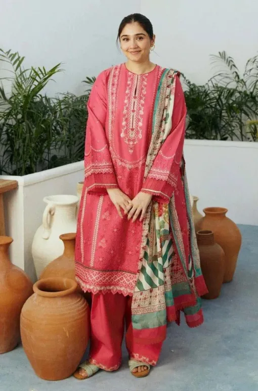 Zara Shahjahan Unstitched Embroidered Summer Lawn Suit | Zara Shahjahan lawn Dupatta | Zara Shahjahan unstitched 3 piece premium embroidered lawn suit 2024