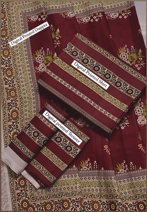 Nishat Karandi NT-154 | 3PC Premium Digital Printed Karandi Unstitched Winter Suit 2024