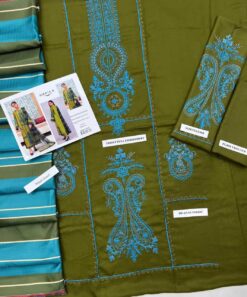 mariab embroidered 3 piece in dhanak stuff with pashmina wool shawl | mariab summer dhanak collections 2025