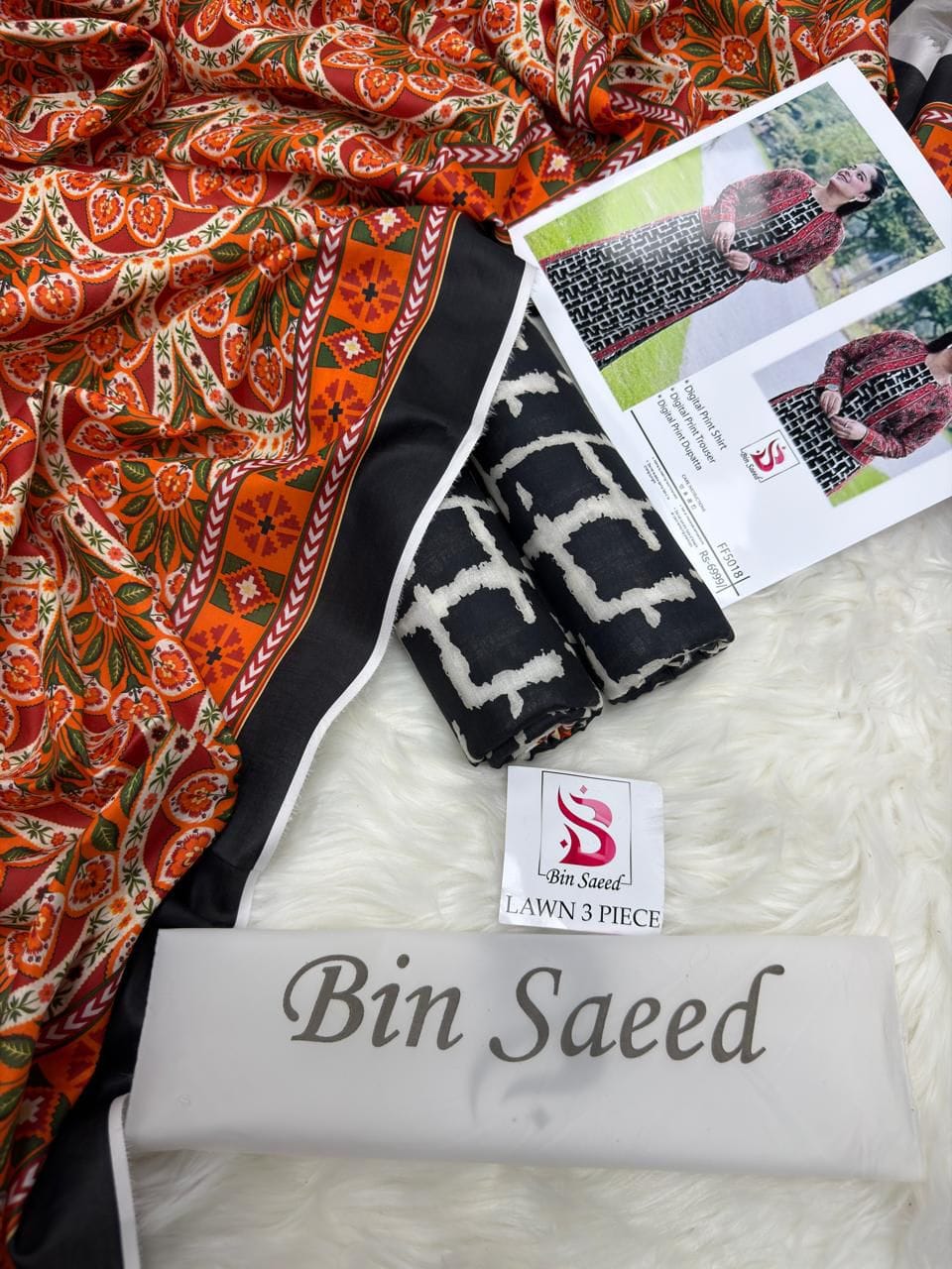 Bin Saeed BS-218 | 3Pcs Digital Printed Summer Lawn Collection 2026 4 Bin Saeed summer lawn collections 2026-2027 | bin saeed lawn collections | baroque summer sale