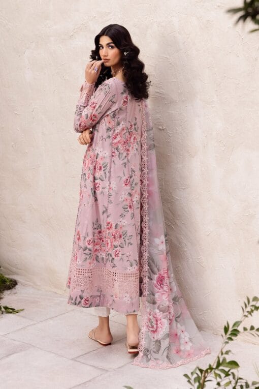 Iznik Lawn embroidered summer dress with printed chiffon dupatta, 3Pcs Premium Embroidered Summer Collection 2025