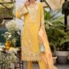 MariaB Lawn chicken kari embroidered with silk dupatta, Unstitched 3 Pieces Premium Embroidered Summer Lawn Collections 2025