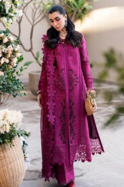 Qalamkar embroidered eid sale summer lawn cotton with organza tissue dupatta 2025