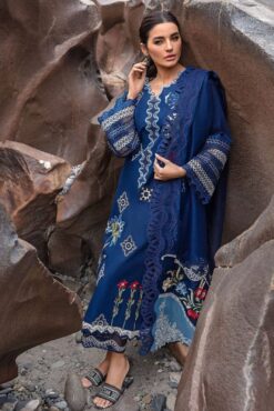 Crimson laser cut embroidery Lawn with embroidered cotton net dupatta | 3Pcs laser cutt Embroidered Summer Lawn Collection 2025