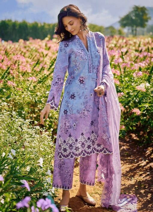 Image Print Lawn embroidered summer dress with printed chiffon dupatta, 3Pcs Premium Embroidered Summer Collection 2025