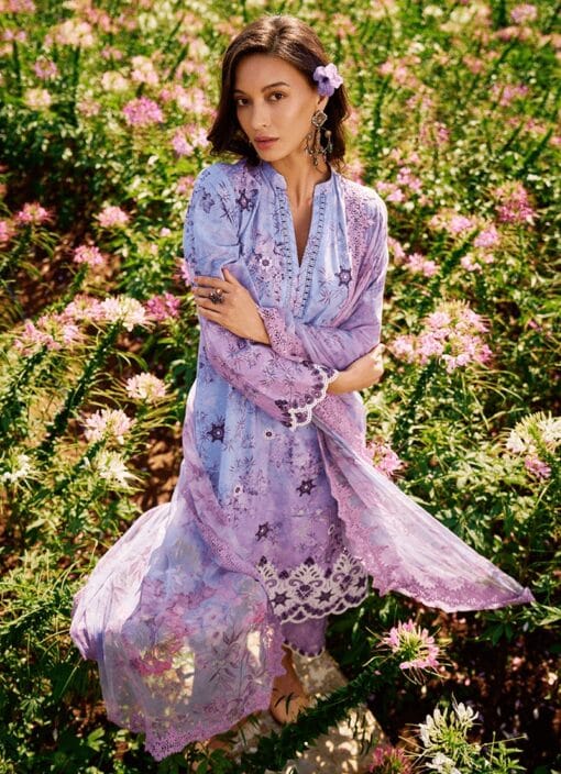 Image Print Lawn embroidered summer dress with printed chiffon dupatta, 3Pcs Premium Embroidered Summer Collection 2025