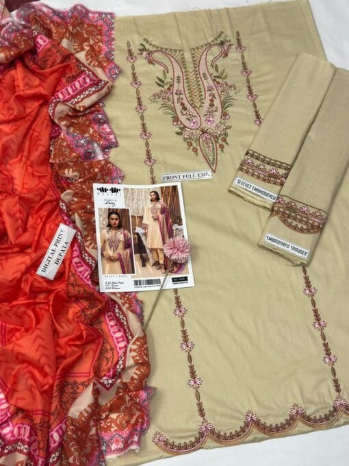 Khaadi Lawn KH-290| 3Pcs Unstitched Embroidered Summer Suit 2025 - Image 3
