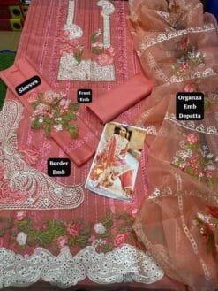 Chrismon Rose SR-112 | 3Pcs Organza Embroidered Luxury Collection 2025