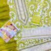 mariab chicken kari embroidered 3 piece in lawn stuff with printed chiffon dupatta | mariab summer lawn collections 2025