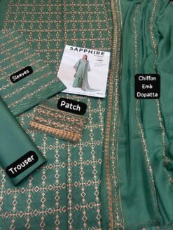 Sapphire summer collection hit Code Available on Fine Quality Lawn with Chiffon Emb Dopatta