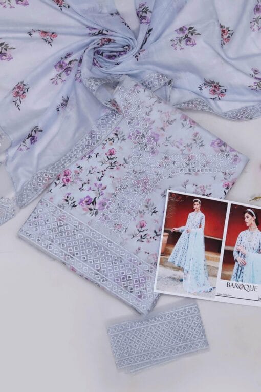 Baroque Lawn BQ-2072 | Unstitched 3Pcs Digital Printed Lawn Collection 2025