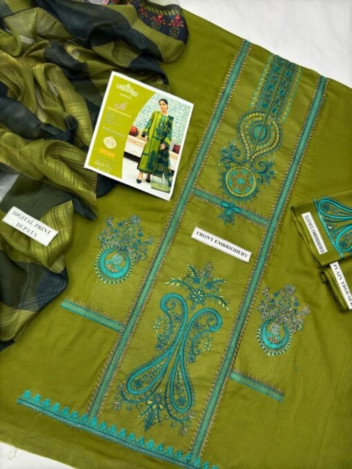 mariab embroidered 3 piece in lawn stuff with chiffon diamond dupatta | mariab summer lawn collections 2025