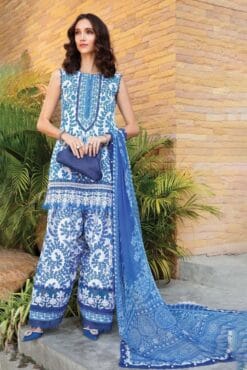 mariab premium embroidered 3 piece in lawn stuff with printed chiffon dupatta | mariab summer lawn collections 2025