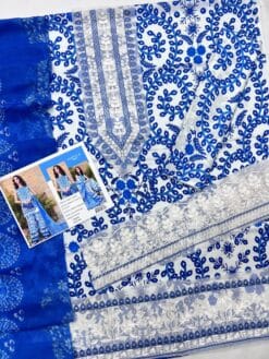 mariab premium embroidered 3 piece in lawn stuff with printed chiffon dupatta | mariab summer lawn collections 2025