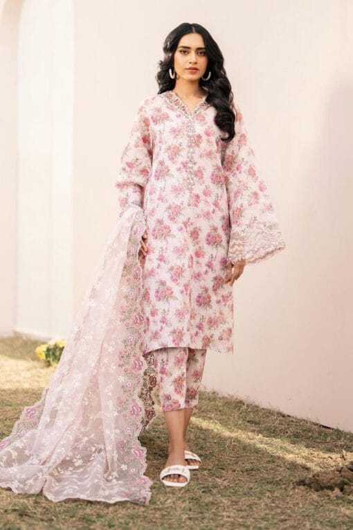 Baroque Lawn BQ-155 | 3PC Premium Embroidery Digital Printed Lawn Unstitched Summer Suit 2025