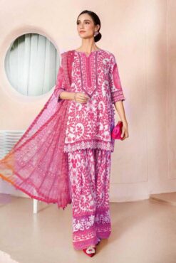 mariab premium embroidered 3 piece in lawn stuff with printed chiffon dupatta | mariab summer lawn collections 2025