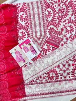 mariab premium embroidered 3 piece in lawn stuff with printed chiffon dupatta | mariab summer lawn collections 2025
